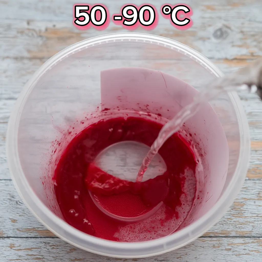  Detailný pohľad na ruky viažuce látkovú tašku pomocou šnúrok na vytvorenie tie-dye vzoru.