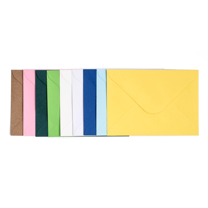 Pohľadnica s obálkou  6 ks - 10.5 x 15 - rôzne farby