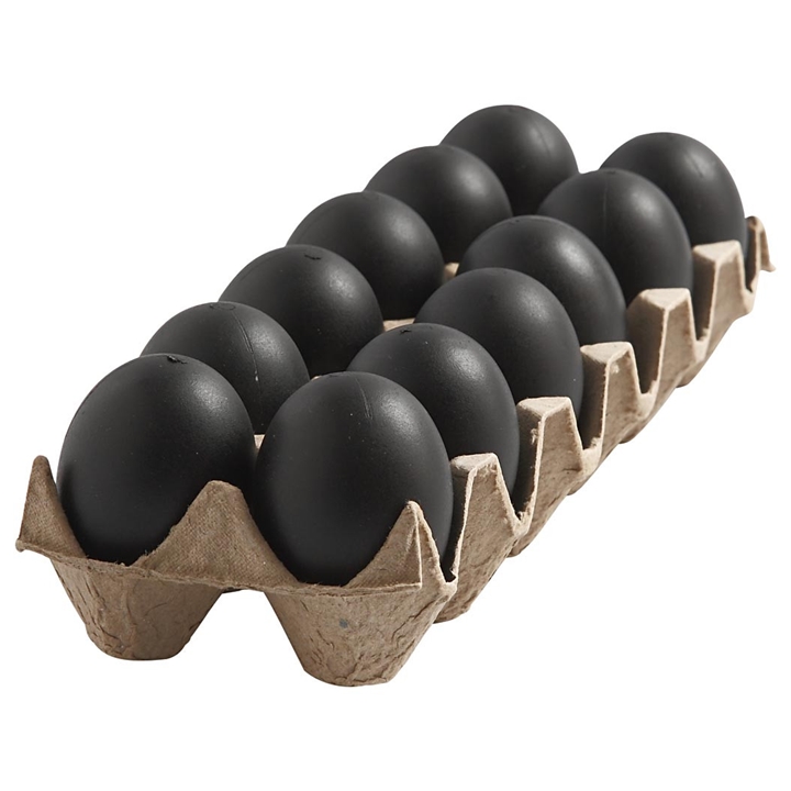 E-shop Čierne plastové vajíčka - 12 ks / 6 cm