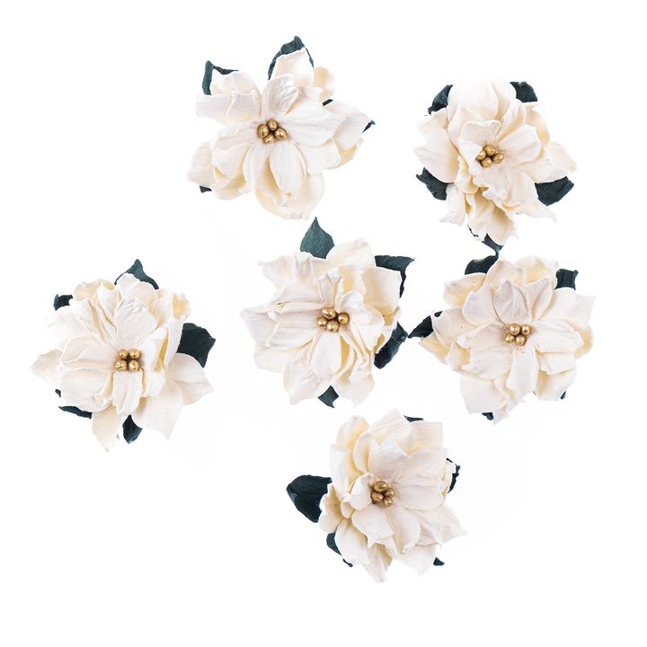 E-shop 3D papierové kvety | Vianočná ruža biela 6 ks