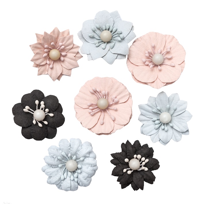 E-shop 3D pastelové papierové kvety / 8 dielna sada