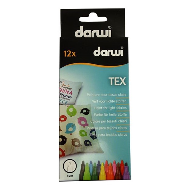 E-shop DARWI TEX fixy na textil 12 x 3ml - sada