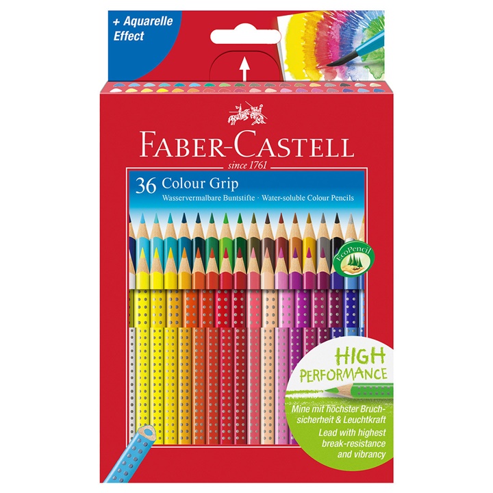 E-shop Akvarelové pastelky Faber-Castell Grip - sada 36 farieb