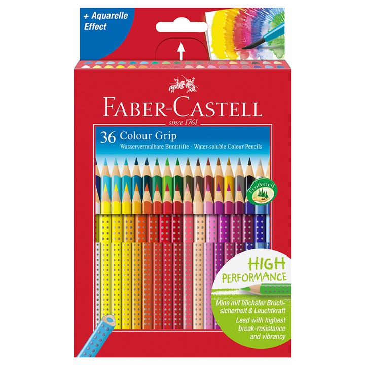 Akvarelové pastelky Faber-Castell Grip - sada 36 farieb (FAREBNé AKVARELOVé CERUZKY)