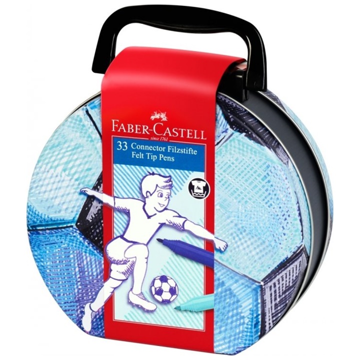 E-shop Faber-Castell popisovače s klipom Futbalový kufrík 33 ks