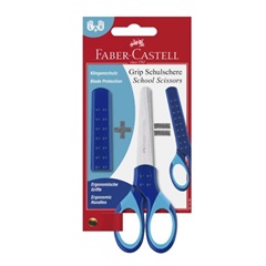 Školské nožnice s obalom Faber-Castell - modré