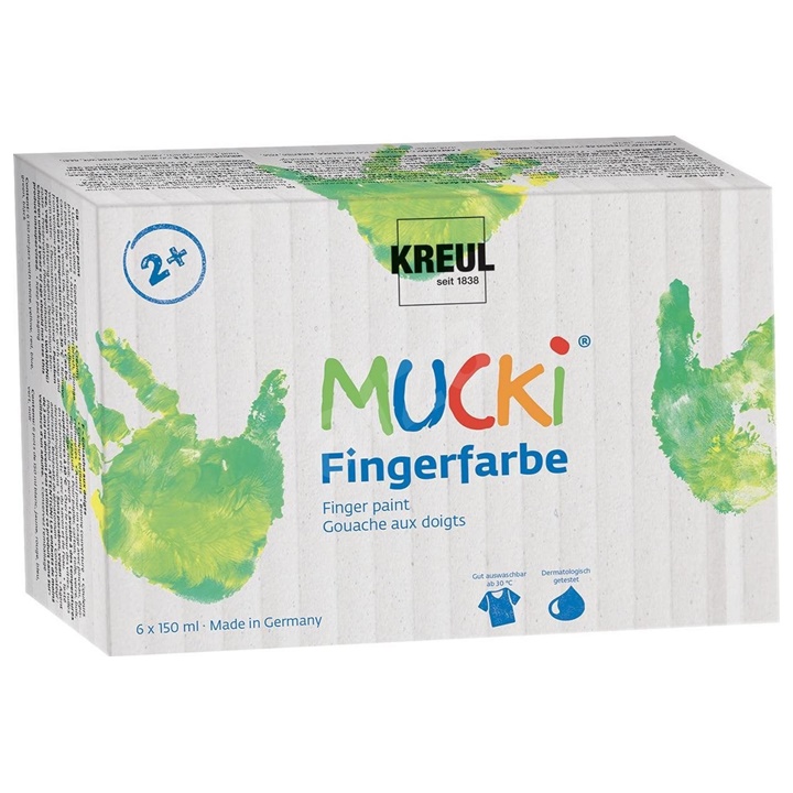Žiarivé prstové farby MUCKI - KREUL / sada 6 x 150 ml (FARBY PRE DETI KREUL)