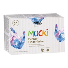 Žiariace detské prstové farby MUCKI / sada 6 x 150 ml