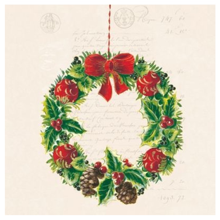 Servítky na dekupáž Christmas Wreath - 1 ks