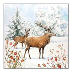 Eko servítky na dekupáž Deer in Snow - 1ks