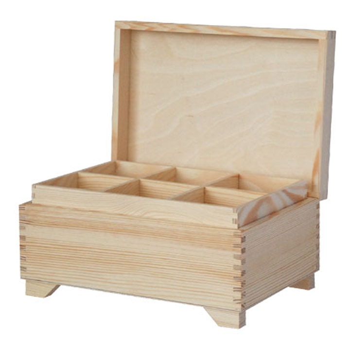 E-shop Veľká drevená krabička s priehradkami