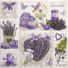 Servítky na dekupáž Lavender Collage - 1 ks