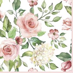 Servítky na dekupáž Watercolour Roses with Hydrangea - 1 ks