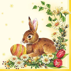 Servítky na dekupáž Easter Egg and Hare Yellow - 1 ks