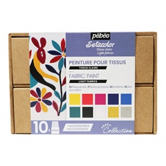 Set farieb Pebeo na svetlý textil Setacolor Opaque / 10x45 ml
