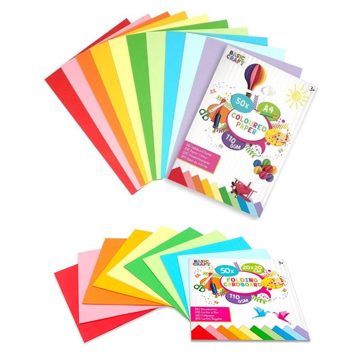 E-shop Sada farebných papierov 50 ks / rôzne veľkosti