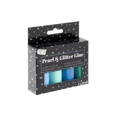 Perleťové a glitrové lepidlo 4 x 20 ml | modrý set