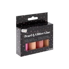 Perleťové a glitrové lepidlo 4 x 20 ml | ružový set