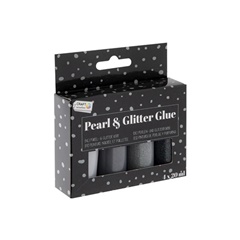 Perleťové a glitrové lepidlo 4 x 20 ml | sivý set
