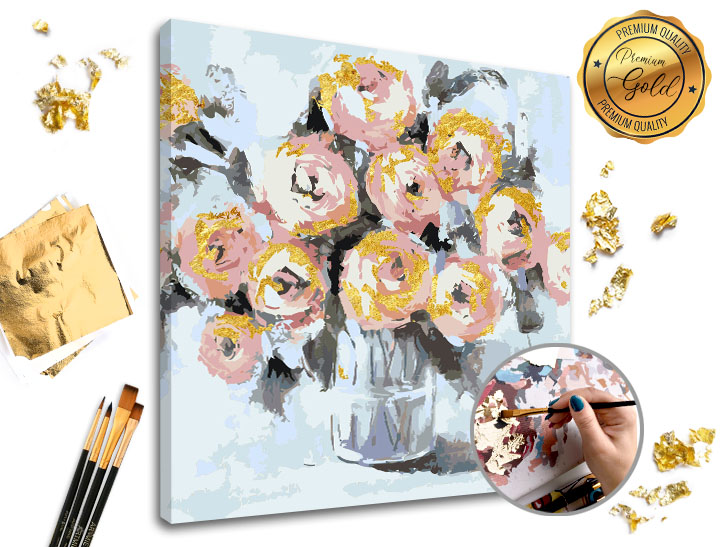 Maľovanie podľa čísel PREMIUM GOLD – Kvetinové potešenie