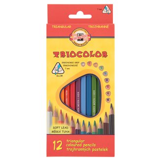 Trojhranné pastelové farebné ceruzky v laku KOH-I-NOOR / 12 ks
