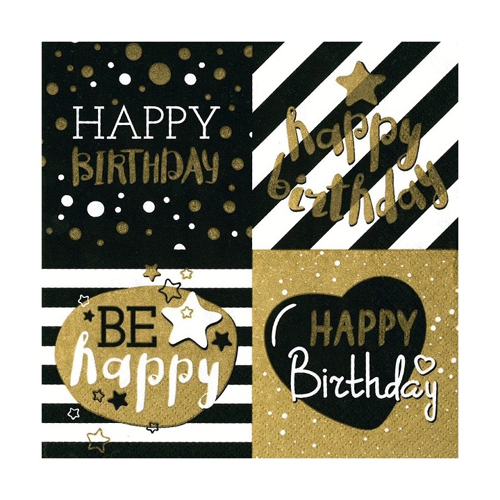 E-shop Servítky na DEKUPÁŽ - Happy Birthday - 1ks