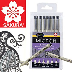 Sada technických pier SAKURA Pigma Micron / 6 dielna