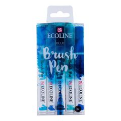 Akvarelové perá Ecoline Brush Pen Blue | 5 dielna sada