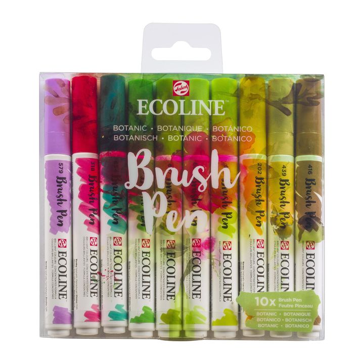 E-shop Akvarelové perá Ecoline Brush Pen Botanic | 10 dielna sada