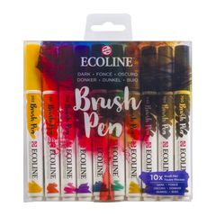 Akvarelové perá Ecoline Brush Pen Dark | 10 dielna sada
