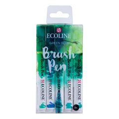 Akvarelové perá Ecoline Brush Pen Green Blue | 5 dielna sada