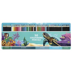 Farebné ceruzky v plechovej krabičke 50 ks