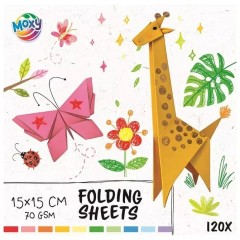Farebné skladacie listy 15 × 15 cm - 120 listov - 70 GSM