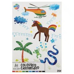 Farebný kartón A4 - 10 farieb, 20 listov, 300 GSM