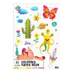 Farebný papier neónový A4 mix 5 farieb | 40 listov