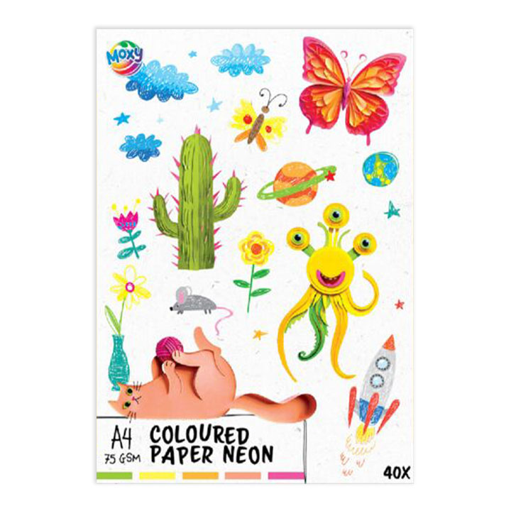 Farebný papier neónový A4 mix 5 farieb | 40 listov