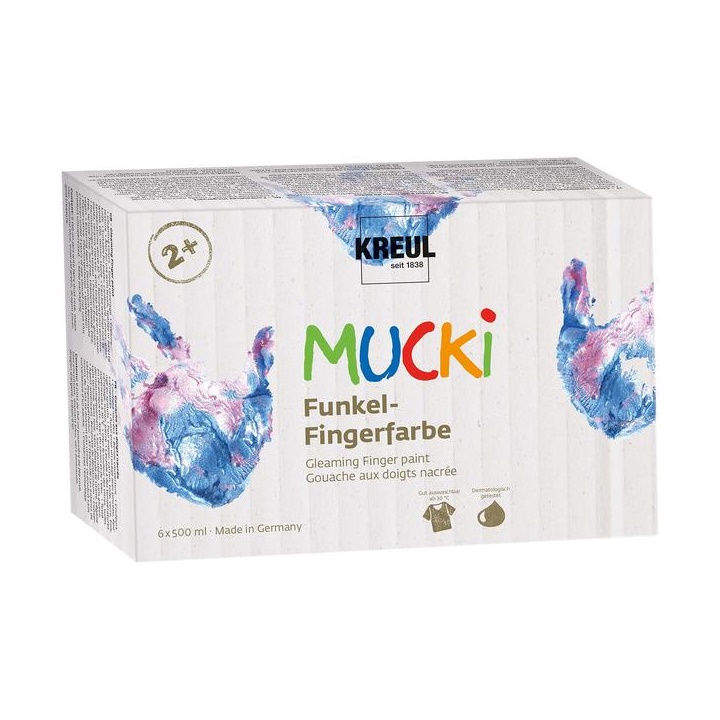 E-shop Lesklé detské prstové farby MUCKI | sada 6 x 500 ml