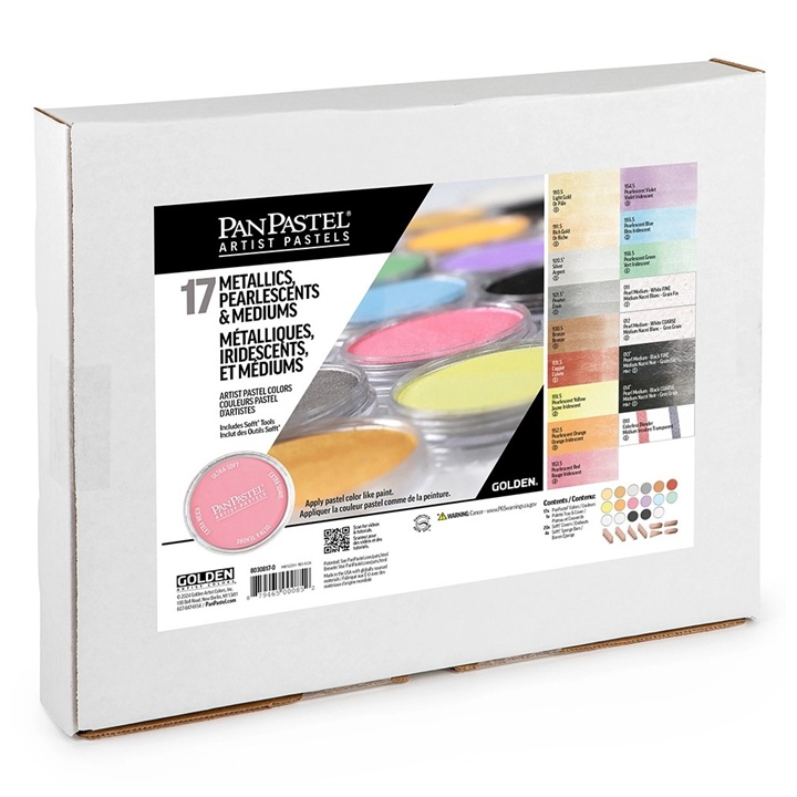 PanPastel sada metalických a perleťových pastelov a médií Golden - 17 ks