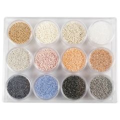 Rokajlové korálky, jemné farby, 1,7 mm, sada 12×15 g