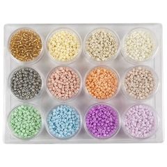 Rokajlové korálky, pastelové farby, 3 mm, sada 12x17 g