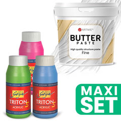 Sada 3D pasty ARTMIE Butter a akrylových farieb TRITON S  lesklé farby