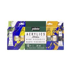Sada akrylových farieb Pebeo STUDIO 10x20 ml + štetec 