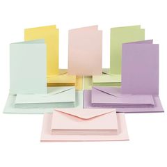 Sada pastelových pohľadníc a obálok 10,5×15 cm - 50 ks